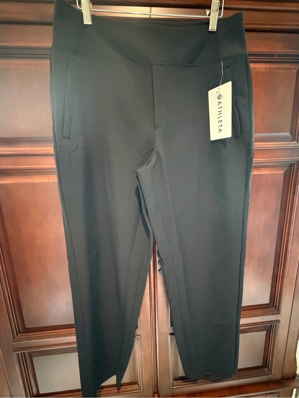 Athleta Black Ponte Pull-On Straight-Leg Pants
